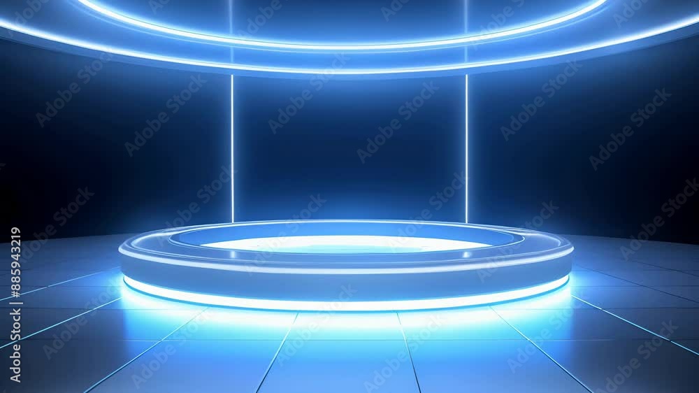 podium Futuristic showcase with platform for product displaying. Empty modern stage display. Seamless looping motion design. Video animation Ultra HD 4K 3840x2160
podium Futuristic showcase with platform for product displaying. Empty modern stage display. Seamless looping motion design. Video animation Ultra HD 4K 3840x2160