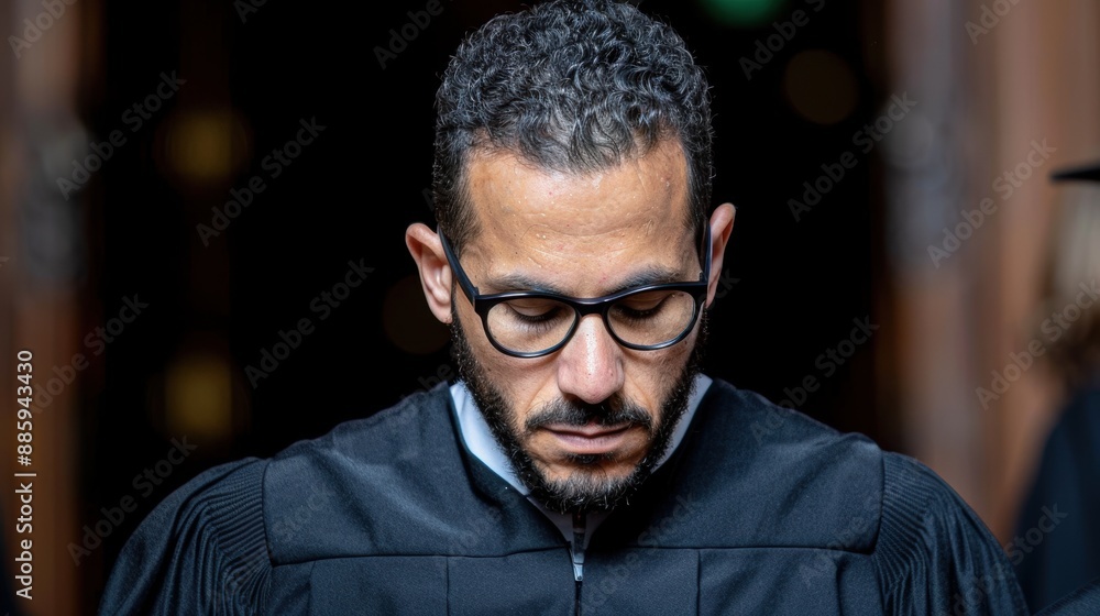 Serious man in black jacket and glasses Serious man in black jacket and glasses