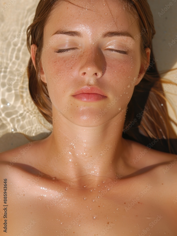 Naklejka premium Relaxed woman with eyes closed enjoying spa treatment