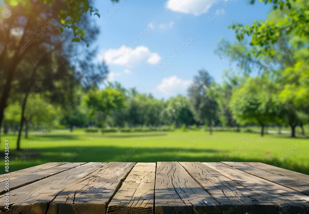 Wooden Tabletop Spring Park Background Wooden Tabletop Spring Park Background