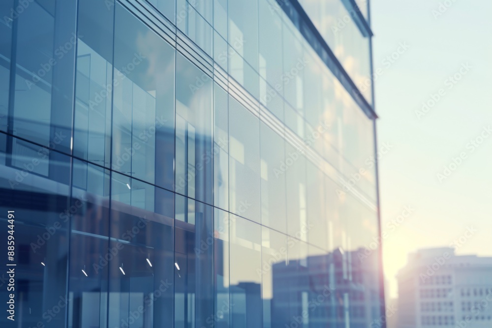 Morning view of a glass business modern building Morning view of a glass business modern building