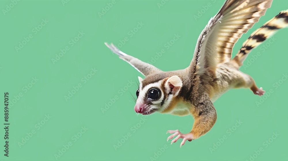 Fototapeta premium Sugar glider on green background