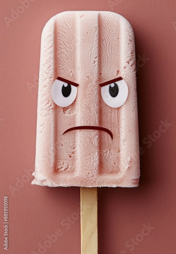 Angry ice cream popsicle with cartoon face
