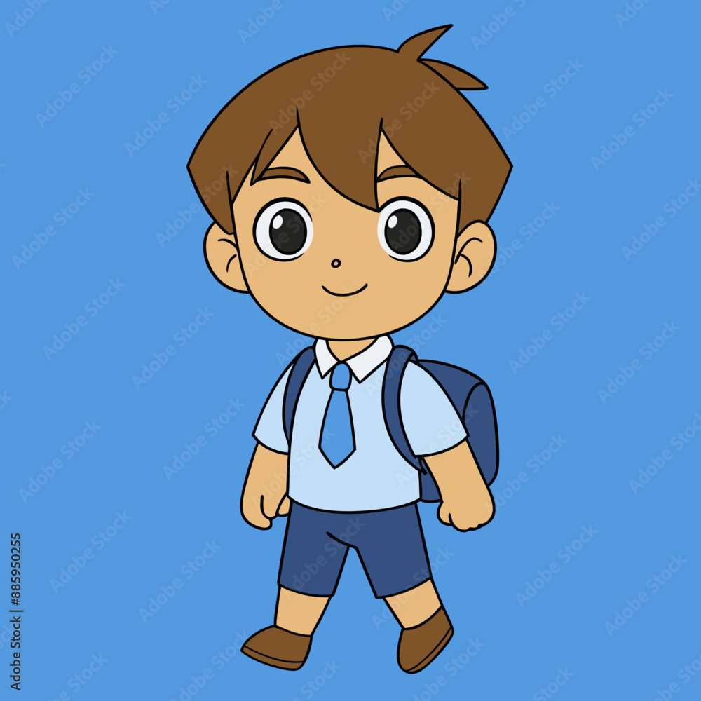 A Boy Going To School Vector Art Illustration A Boy Going To School Vector Art Illustration