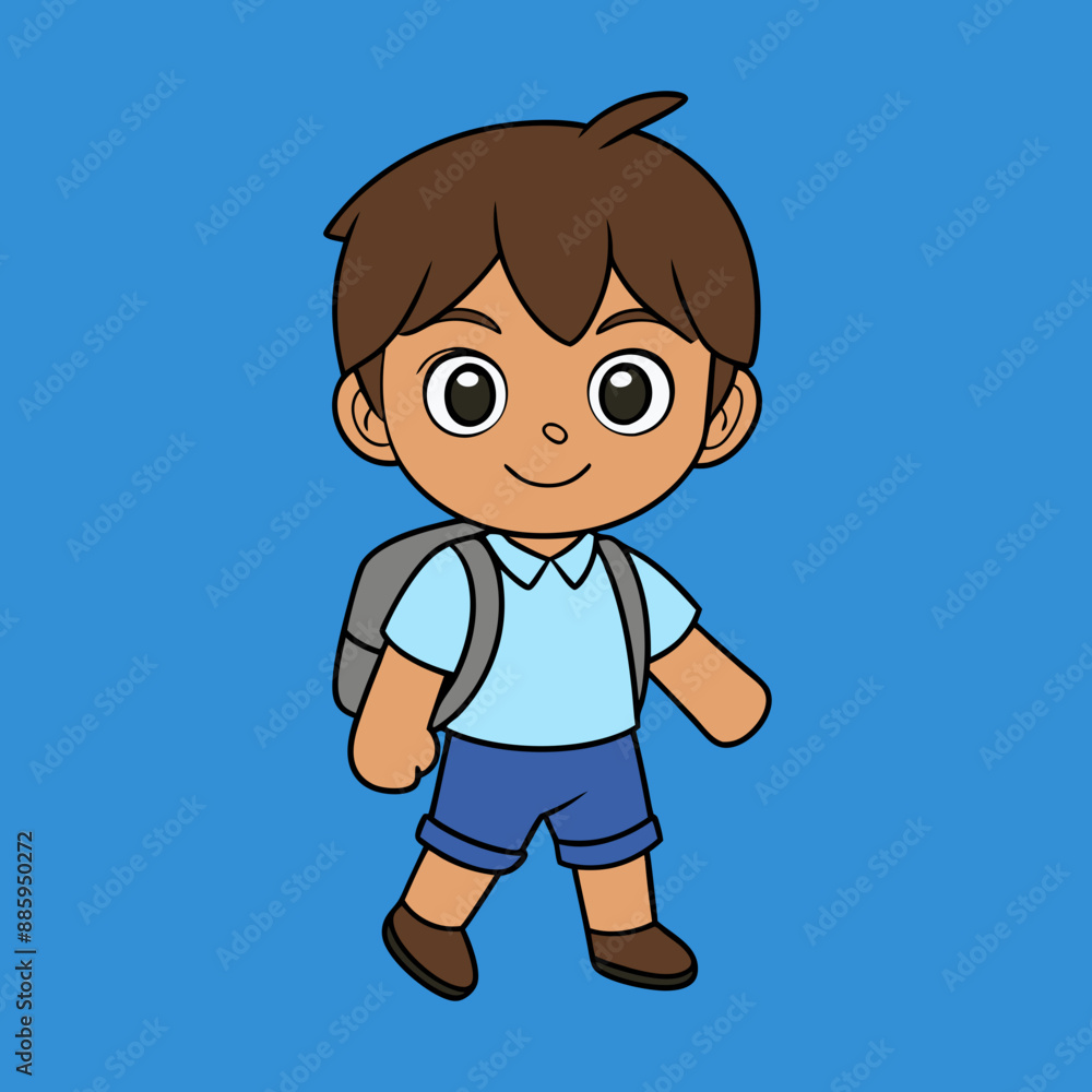 A Boy Going To School Vector Art Illustration A Boy Going To School Vector Art Illustration