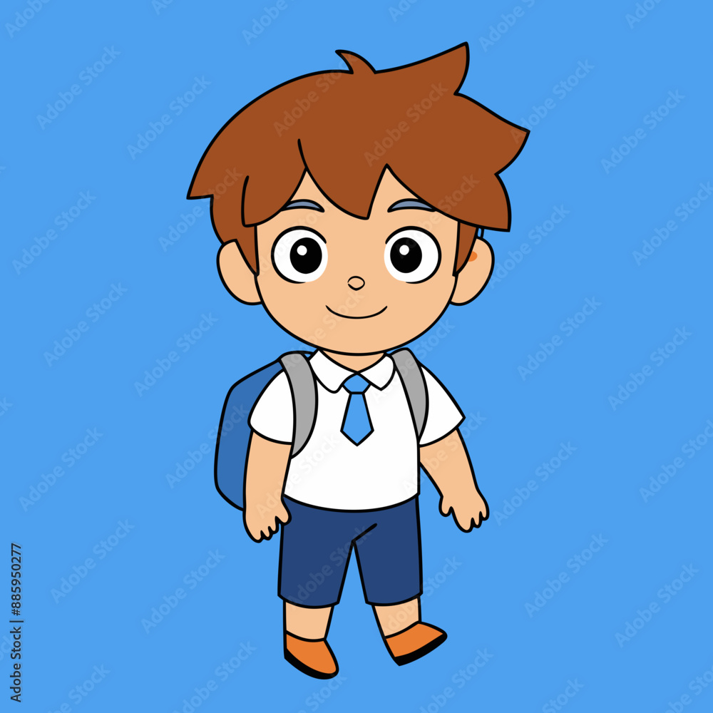 A Boy Going To School Vector Art Illustration A Boy Going To School Vector Art Illustration