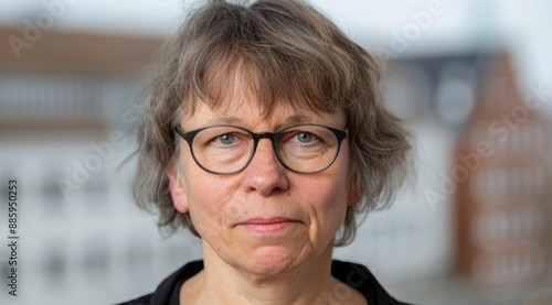 Thoughtful mature woman with glasses