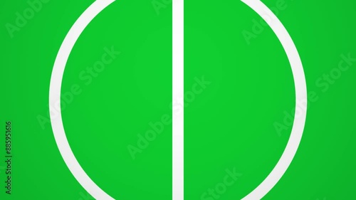 Animated football soccer graphic: Netherlands and Ukraine flags on green field with center circle. 