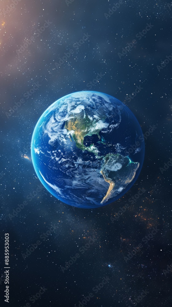 Obraz premium Astronomic Perspective: The Earth's Breathtaking Beauty as Seen from Space, Showcasing the Natural Wonders of Our Planet in the Vast Universe