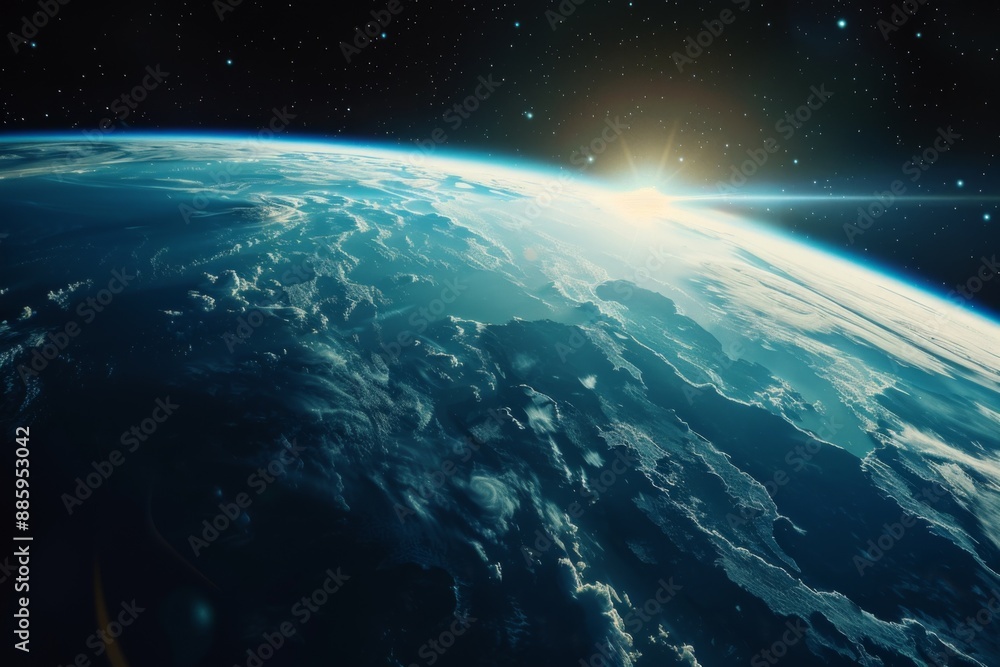 Fototapeta premium Astronomic Perspective: The Earth's Breathtaking Beauty as Seen from Space, Showcasing the Natural Wonders of Our Planet in the Vast Universe