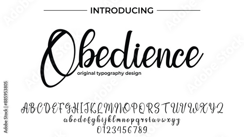 Obedience Font Stylish brush painted an uppercase vector letters, alphabet, typeface