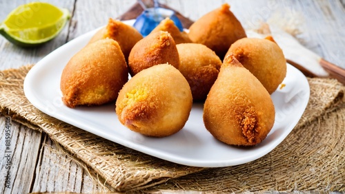 Coxinha. Traditional Brazilian snack. Chicken drumstick. photo