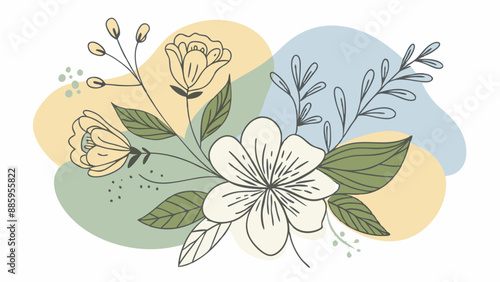 Vector de flores blancas con fondo abstracto