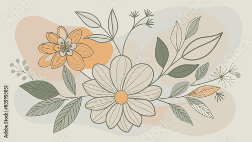 Vector de flores blancas con fondo abstracto