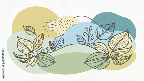 Conjunto de plantas con fondo abstracto para diseño