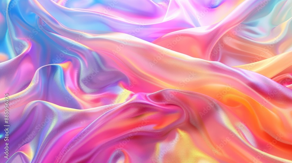 Iridescent fabric background featuring a pastel colorful spectrum of liquid flow, with bright, vibrant colors swirling gracefully together, Iridescent fabric background featuring a pastel colorful spectrum of liquid flow, with bright, vibrant colors swirling gracefully together,