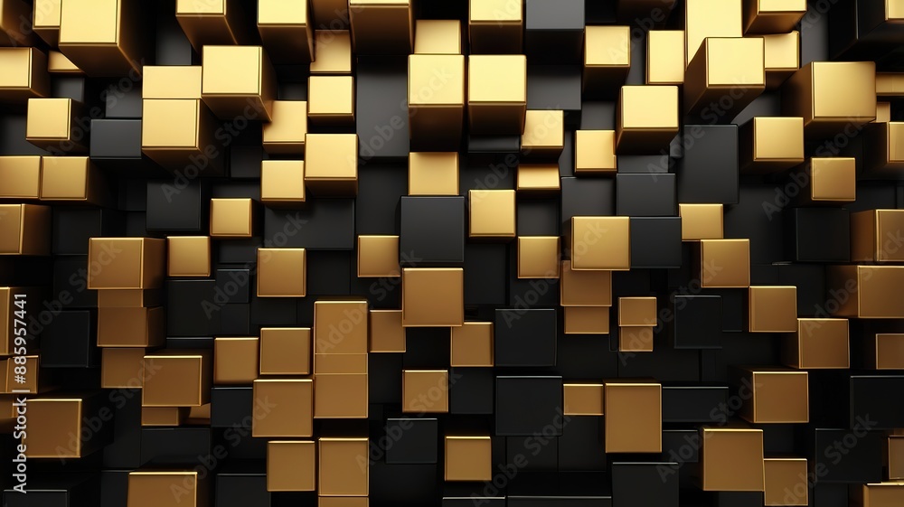 3D dark gold black geometric background 3D dark gold black geometric background