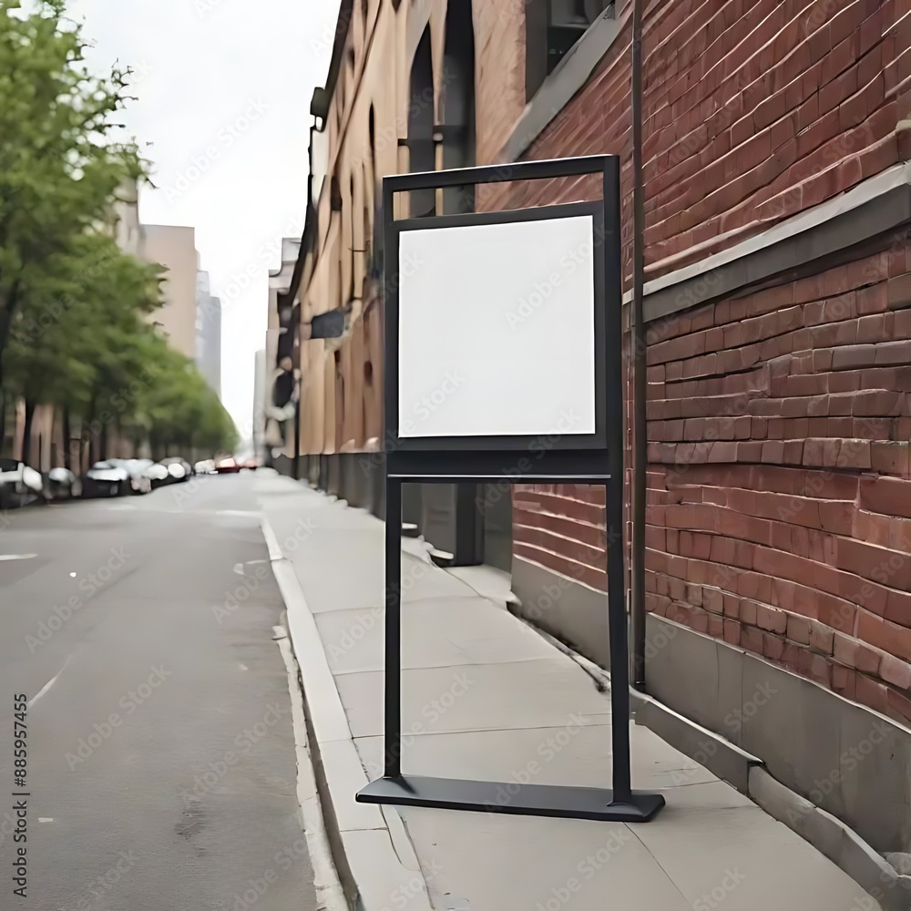 Street white blank sign board mockup template generated by ai Street white blank sign board mockup template generated by ai
