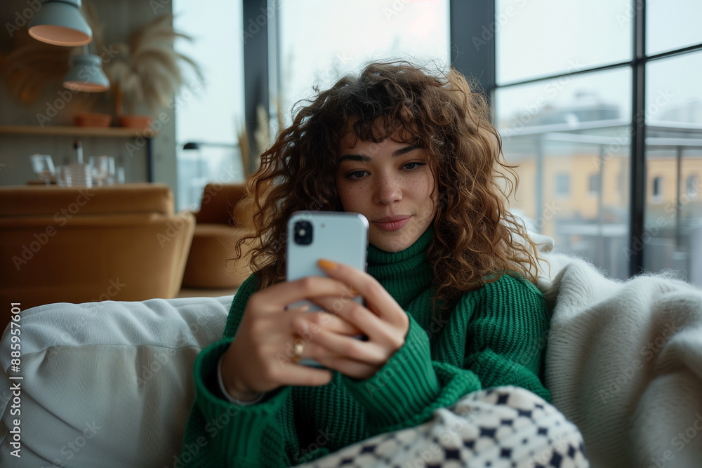 Female Student using smartphone to check personal finances or social media Female Student using smartphone to check personal finances or social media