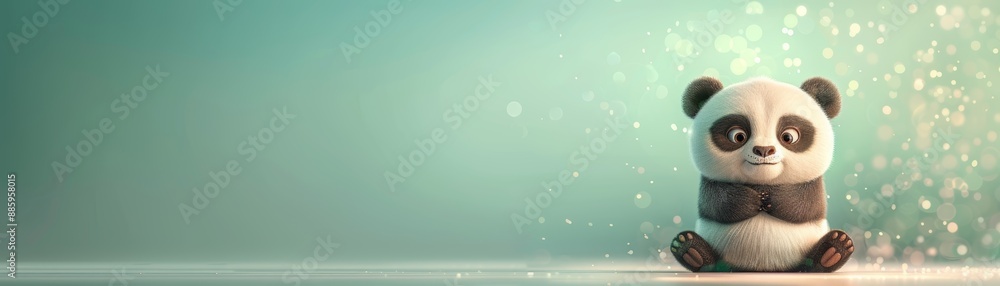 Cute Baby Panda with Sparkling Background Cute Baby Panda with Sparkling Background