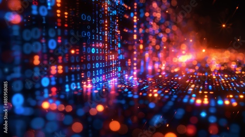 Wallpaper Mural Abstract Binary Code and Lights Background Torontodigital.ca