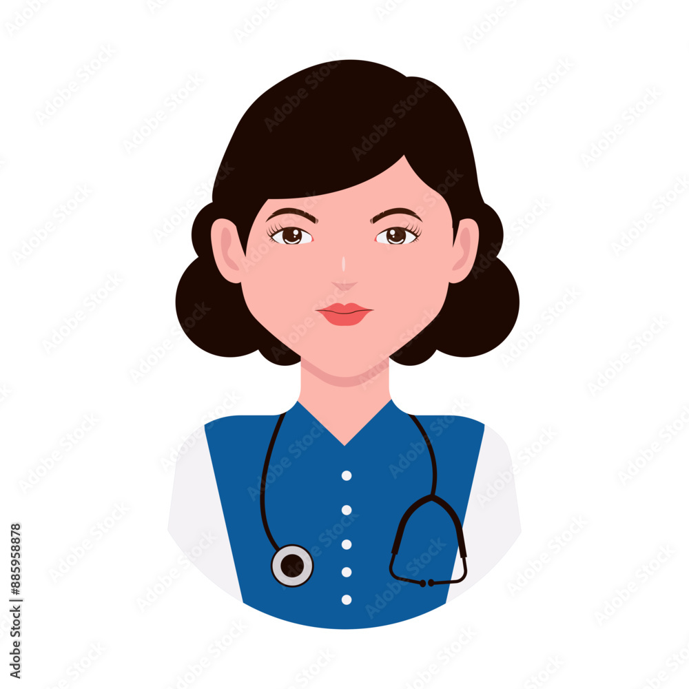Illustration of Woman Medical Character. Isolated Vector Character with Flat Design Concept. Illustration of Woman Medical Character. Isolated Vector Character with Flat Design Concept.