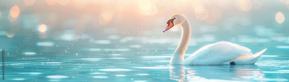 Graceful Swan on Serene Water Graceful Swan on Serene Water