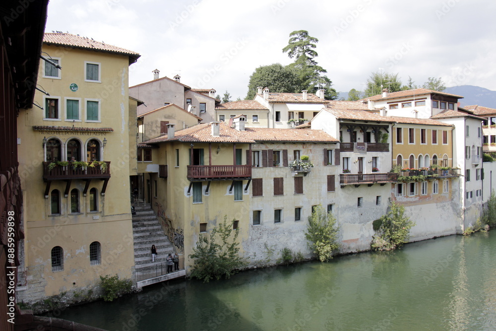 Bassano del Grappa Italy 09/11/2023. The city is located among the mountains and hills of the Veneto, on the banks of the Brenta River. Bassano del Grappa Italy 09/11/2023. The city is located among the mountains and hills of the Veneto, on the banks of the Brenta River.