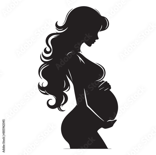 Pregnant women  silhouette vector illustration on white background. 