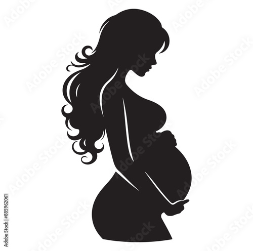Pregnant women  silhouette vector illustration on white background. 