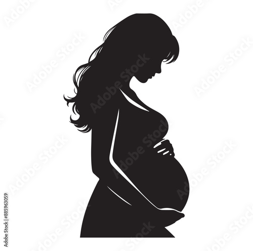 Pregnant women silhouette vector illustration on white background.