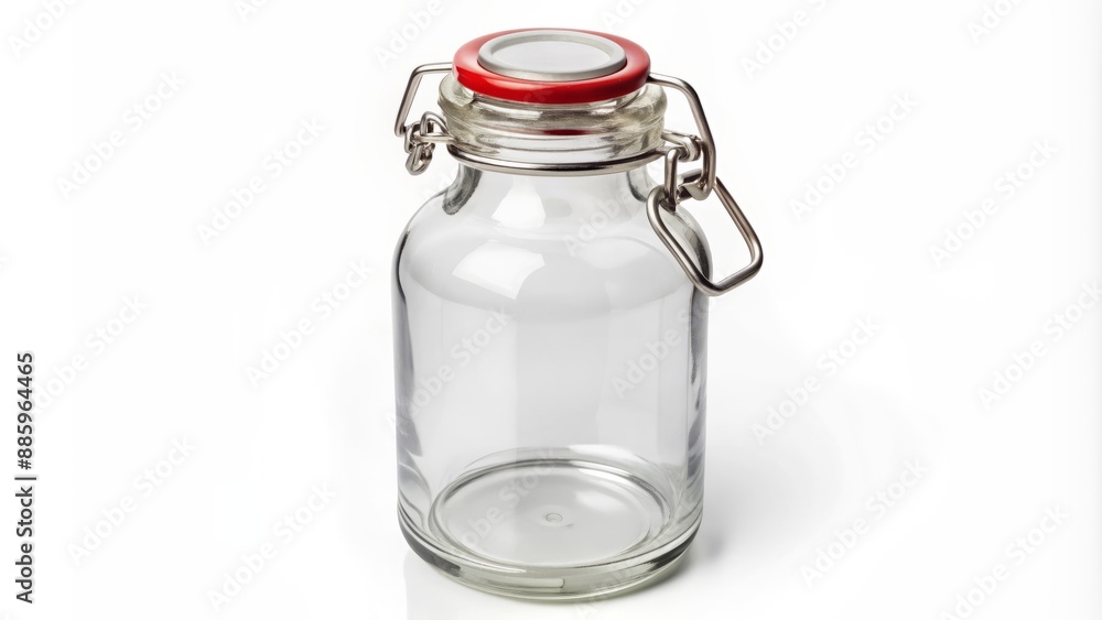 Securely fastened transparent container lid with sturdy clip and ring attached to bottle's narrow neck, showcasing modern packaging design. Securely fastened transparent container lid with sturdy clip and ring attached to bottle's narrow neck, showcasing modern packaging design.