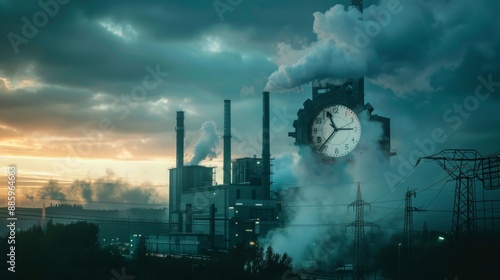 EcoCrisis Countdown Time Bomb of Environmental Destruction at Power Plant photo