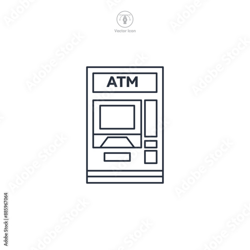 ATM Machine Icon theme symbol vector illustration isolated on white background