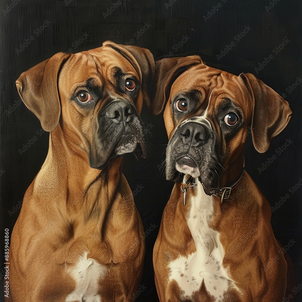 Portrait of two very smart and playful boxers Portrait of two very smart and playful boxers