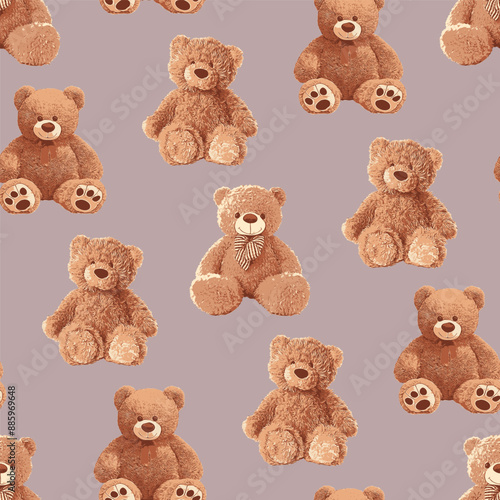 SEAMLESS CUTE TEDDY BEARS PATTERN 240711