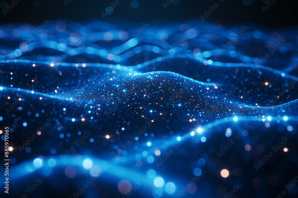 Abstract digital futuristic network waving particle technology background. Abstract digital futuristic network waving particle technology background.