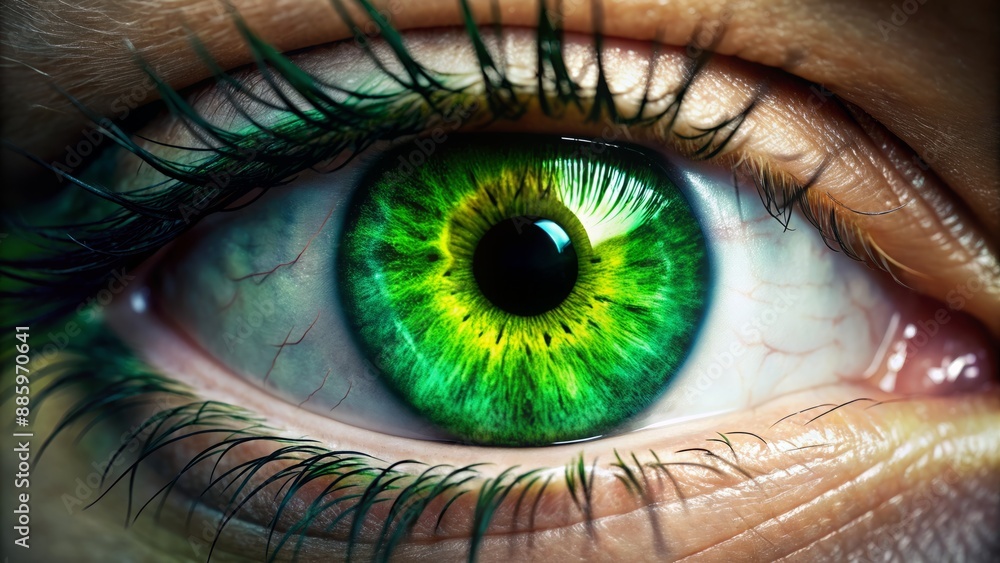 Mesmerizing isolated AI-generated cinemagraph of a vibrant green ...