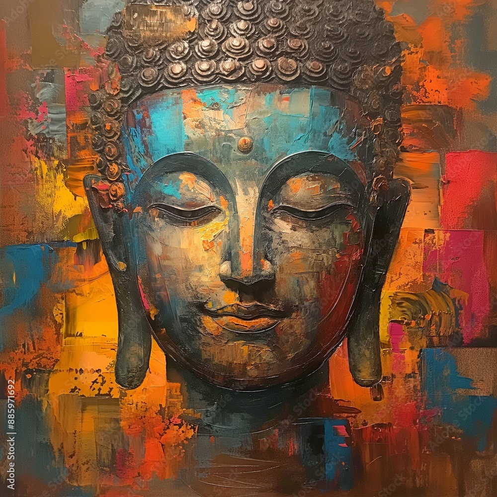 Fototapeta premium Beautiful oil painting of a Buddha