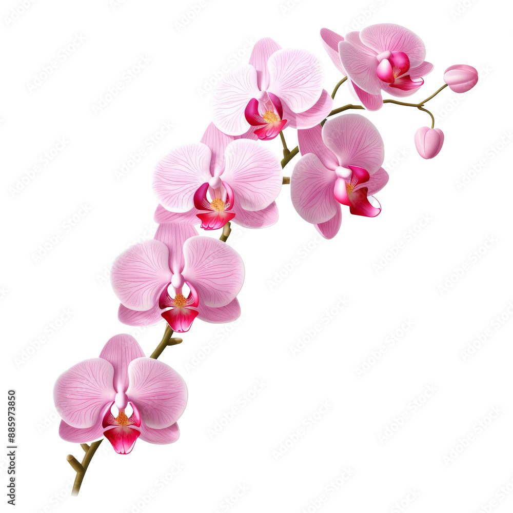 A branch of a pink orchid. Isolated on a transparent background. A branch of a pink orchid. Isolated on a transparent background.