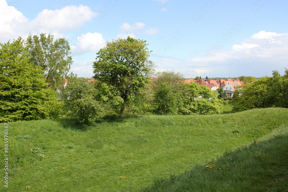 Naklejka premium Fredericia Denmark 20 05 2023 . Fredericia city ​​and port on the shore of the Little Belt Strait.