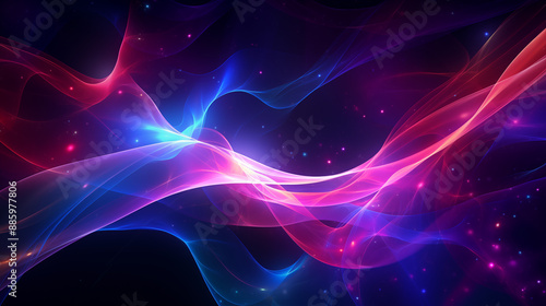 Abstract neon fractal wallpaper with space 