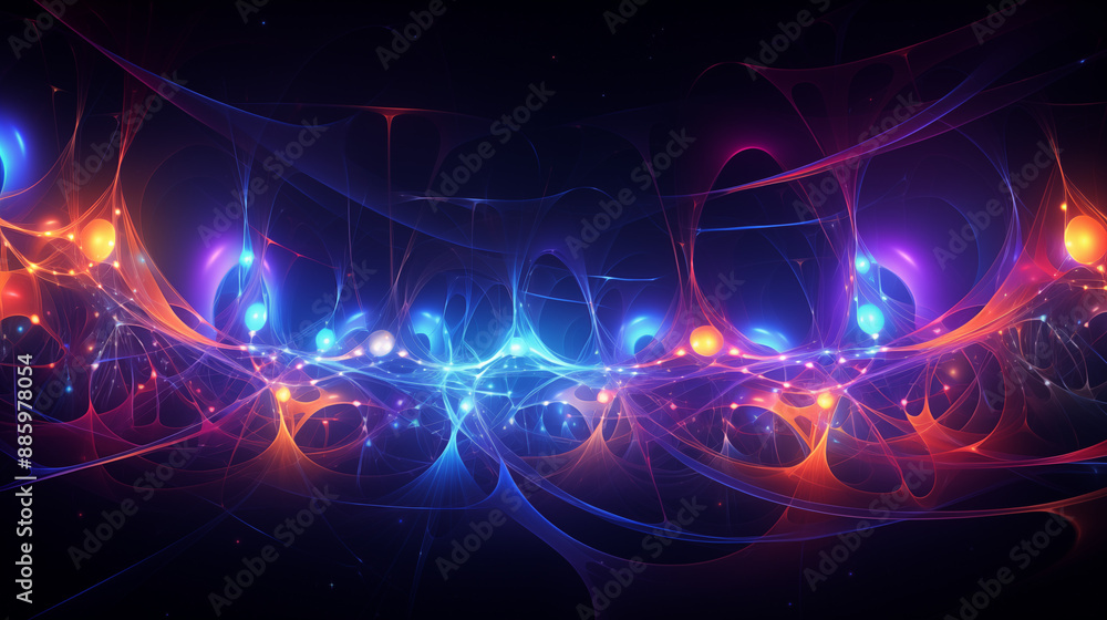 Abstract neon fractal wallpaper with space Abstract neon fractal wallpaper with space