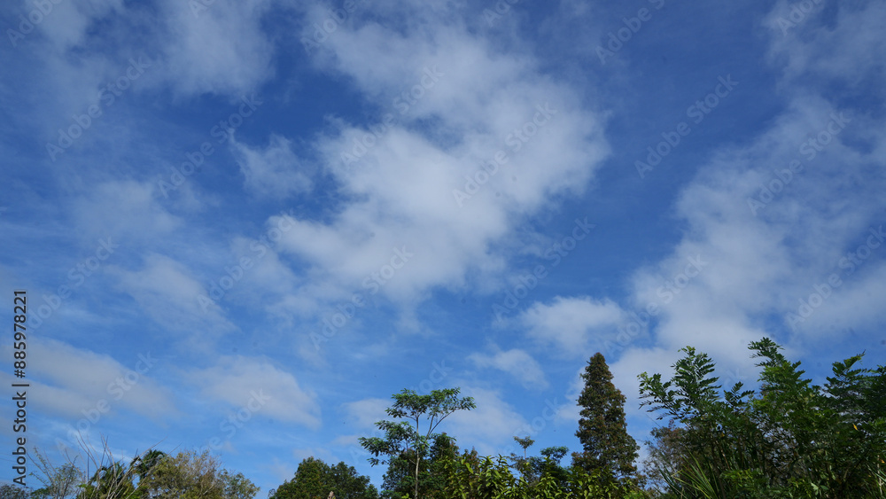 beautiful landscapes bue sky with white cloud, with hills, mountain and forest. at Talang Barisan village, Muara Enim, South Sumatera, Indonesia beautiful landscapes bue sky with white cloud, with hills, mountain and forest. at Talang Barisan village, Muara Enim, South Sumatera, Indonesia