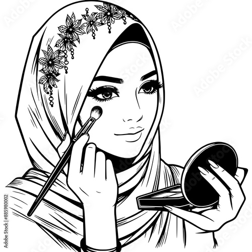 design of woman doing makeup v8