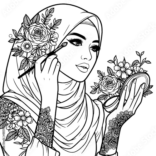 design of woman doing makeup v5