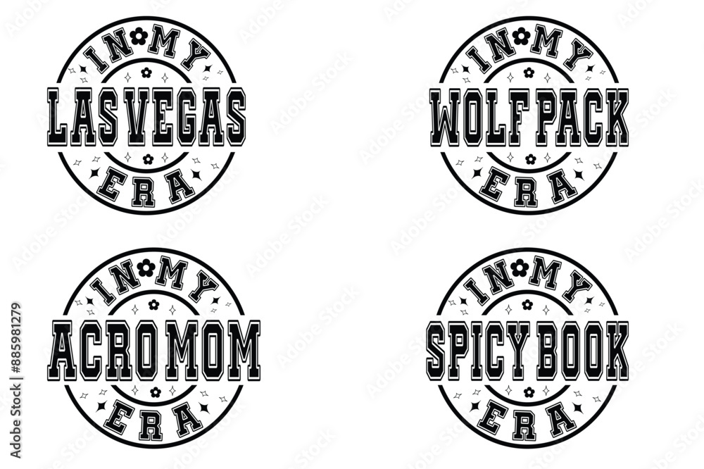 Fototapeta premium In My Las Vegas Era, In My Wolf Pack Era, In My Acro Mom Era, In My Spicy Book Era retro T-shirt