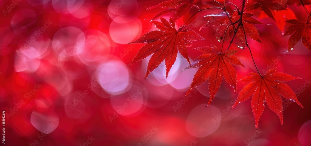 Close-up of vibrant red maple leaves with a dreamy bokeh background, capturing the essence of autumn's beauty. Close-up of vibrant red maple leaves with a dreamy bokeh background, capturing the essence of autumn's beauty.
