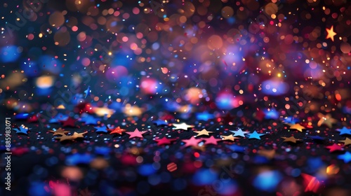 Wallpaper Mural Close-up of colorful confetti scattered on a surface with vibrant bokeh lights in the background, capturing a festive celebration. Torontodigital.ca