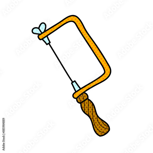 jeweler adjustable saw halftone hand drawn  color vector illustration